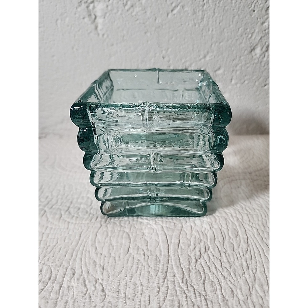 Recycled Glass Vase / Container 4.5 Tall.